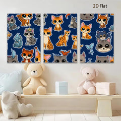 2D flat 1pc Cute Kitten Pattern Wall Art Decor Kids Room Nursery Playroom Home Decoration Modern Canvas Prints Trending Now