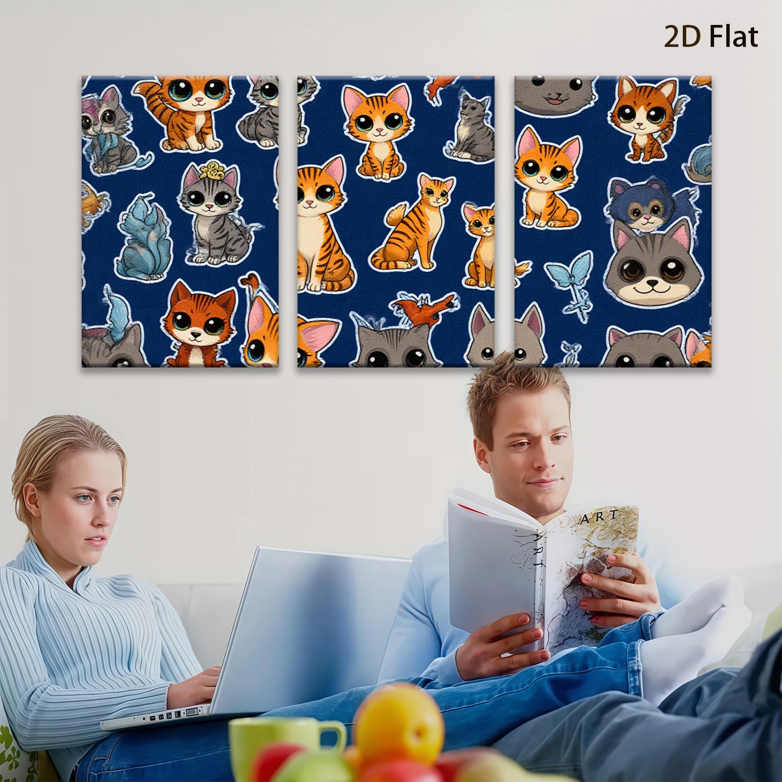2D flat 1pc Cute Kitten Pattern Wall Art Decor Kids Room Nursery Playroom Home Decoration Modern Canvas Prints Trending Now