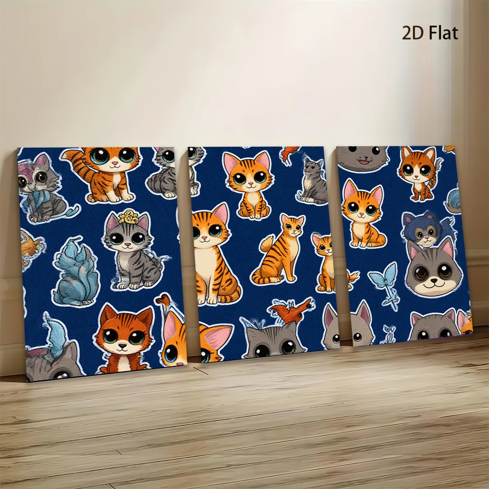 2D flat 1pc Cute Kitten Pattern Wall Art Decor Kids Room Nursery Playroom Home Decoration Modern Canvas Prints Trending Now