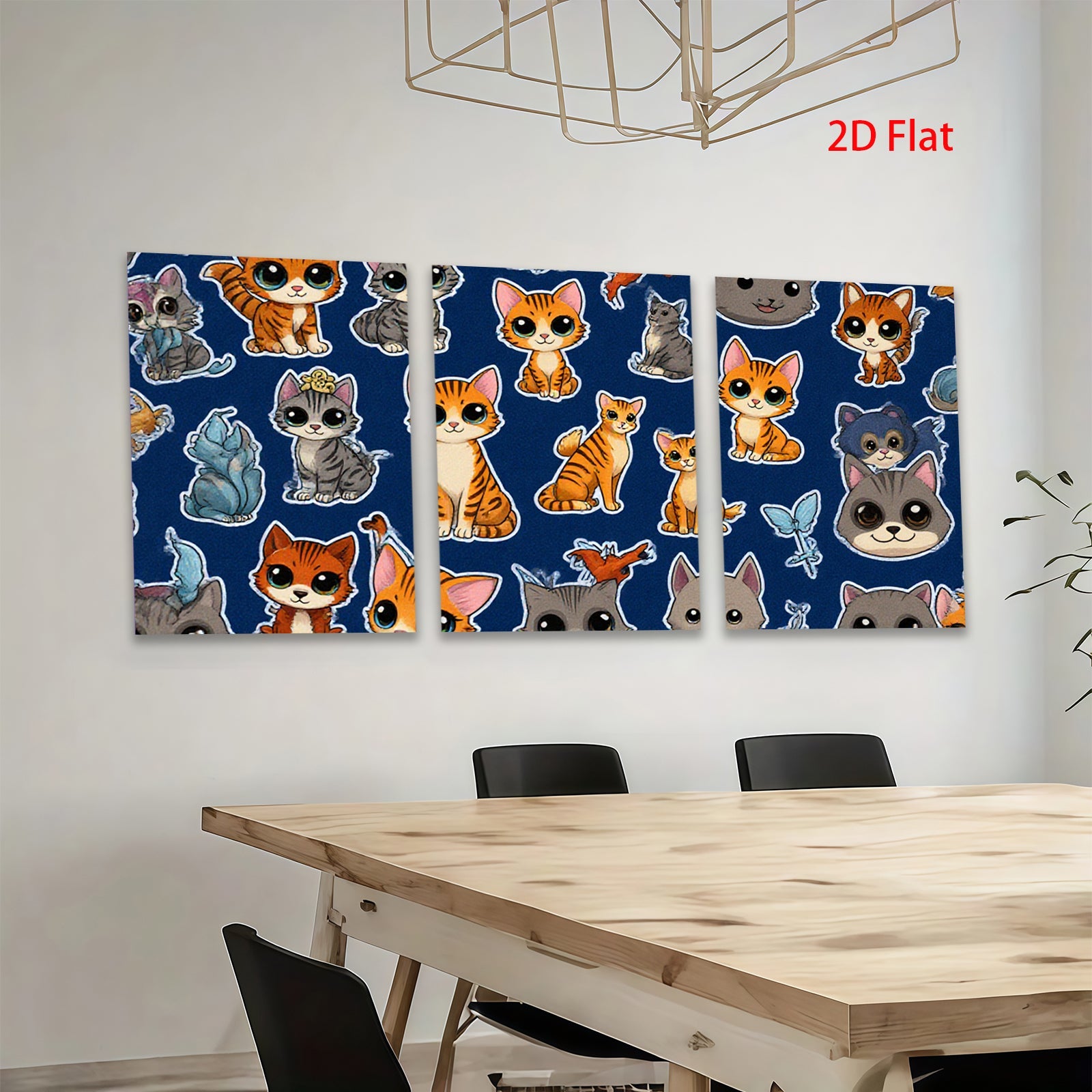 2D flat 1pc Cute Kitten Pattern Wall Art Decor Kids Room Nursery Playroom Home Decoration Modern Canvas Prints Trending Now