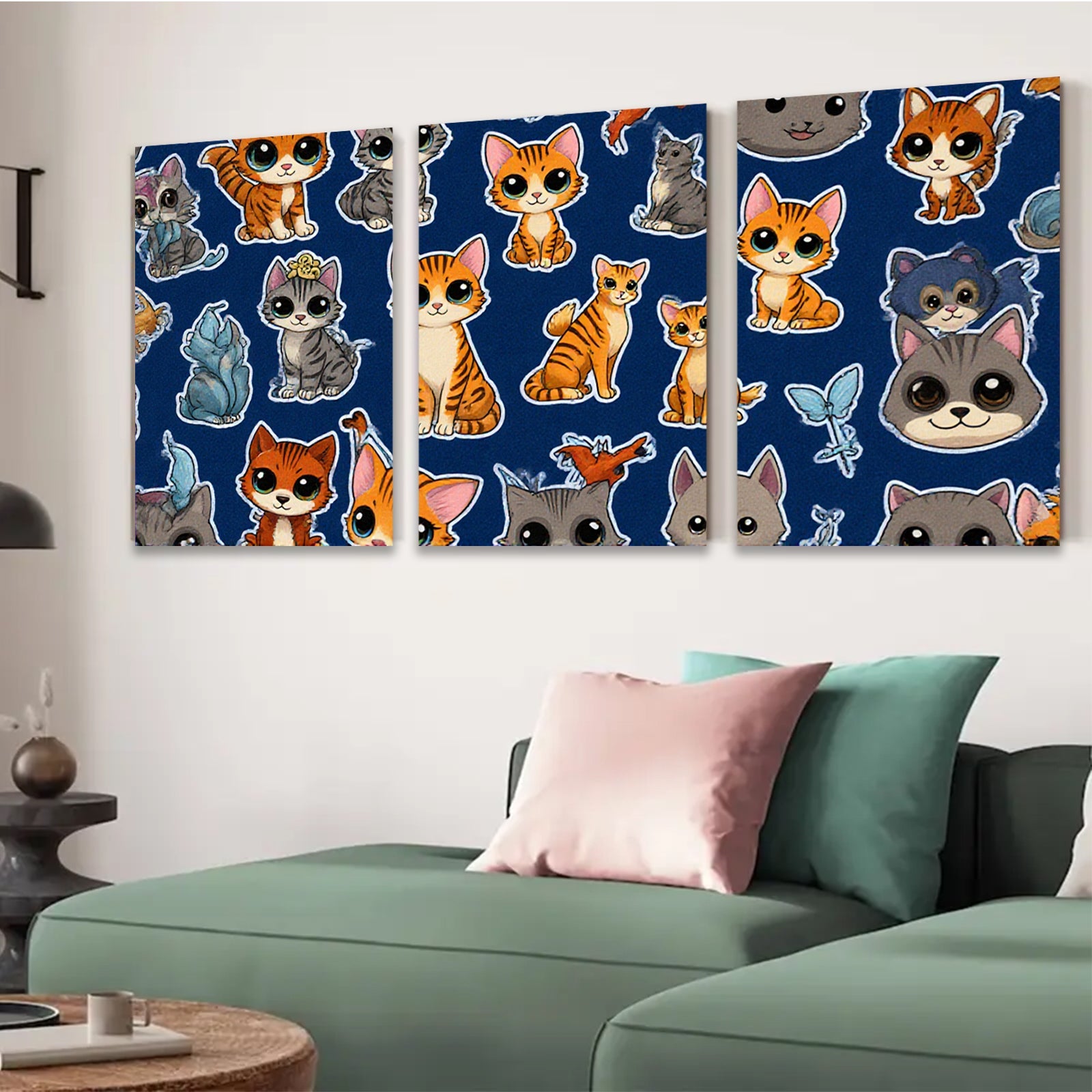 2D flat 1pc Cute Kitten Pattern Wall Art Decor Kids Room Nursery Playroom Home Decoration Modern Canvas Prints Trending Now