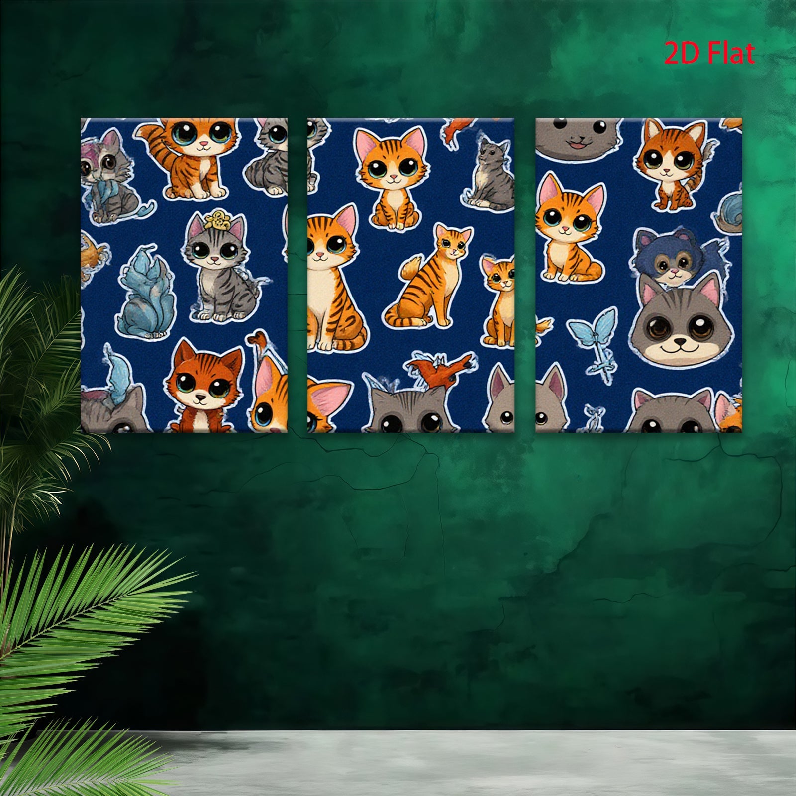 2D flat 1pc Cute Kitten Pattern Wall Art Decor Kids Room Nursery Playroom Home Decoration Modern Canvas Prints Trending Now