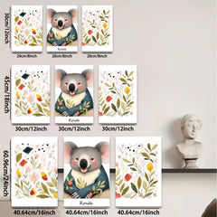 2D flat 1pc Cute Koala Floral Wall Art Canvas Prints for Baby Room Nursery Decor Kids Bedroom Playroom Modern Farmhouse Style
