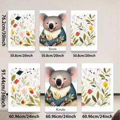2D flat 1pc Cute Koala Floral Wall Art Canvas Prints for Baby Room Nursery Decor Kids Bedroom Playroom Modern Farmhouse Style