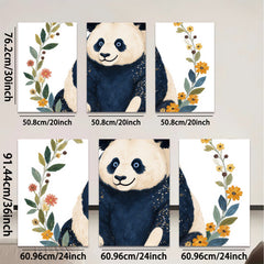 2D flat 1pc Cute Panda Blossom Wall Art Botanical Prints Nursery Decor Kids Room Playroom Gallery Wrapped Canvas Prints Modern Farmhouse Style