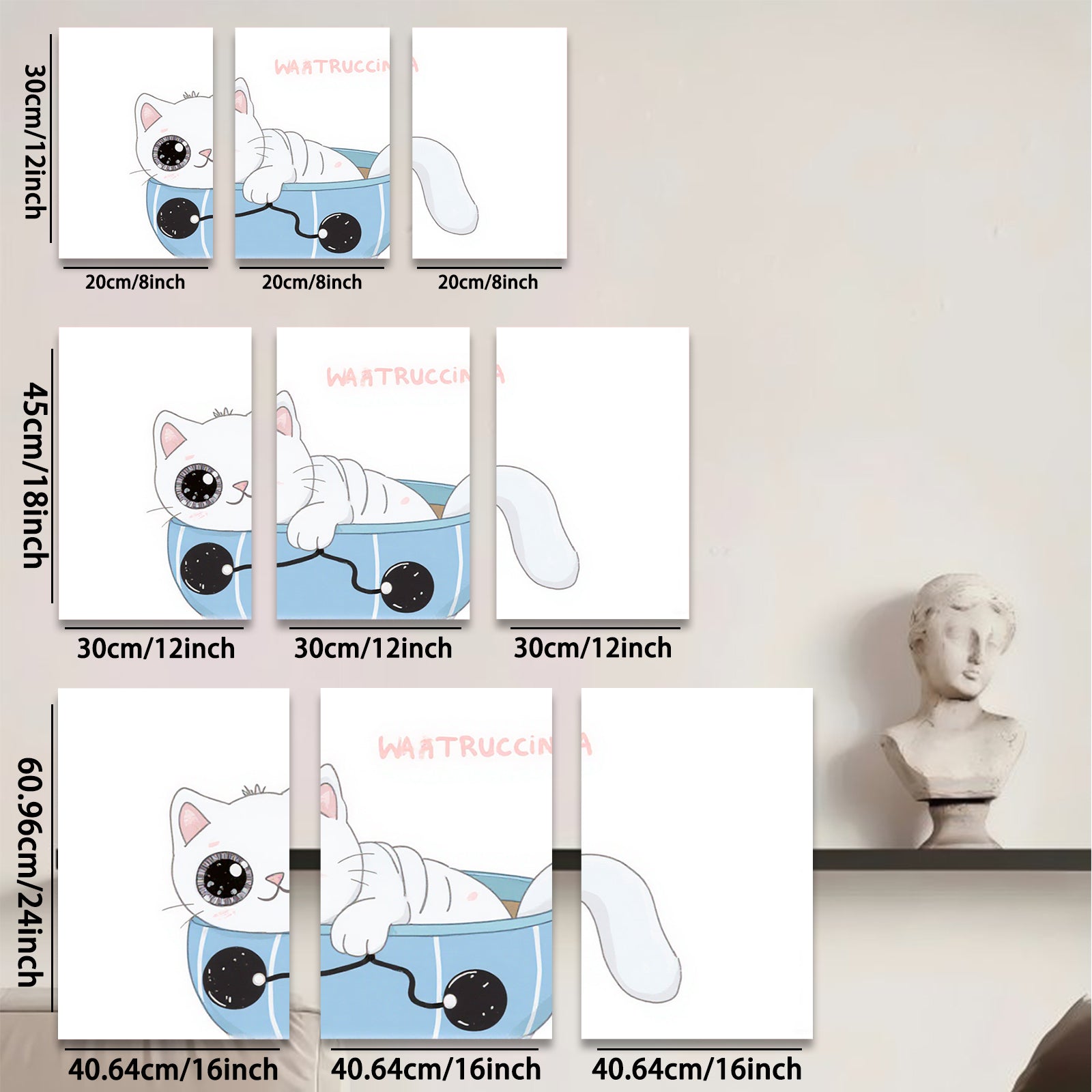 2D flat 1pc Cute kitten relaxes in blue tub bathroom wall art kids room nursery decor farmhouse style modern minimalist prints cozy vibes