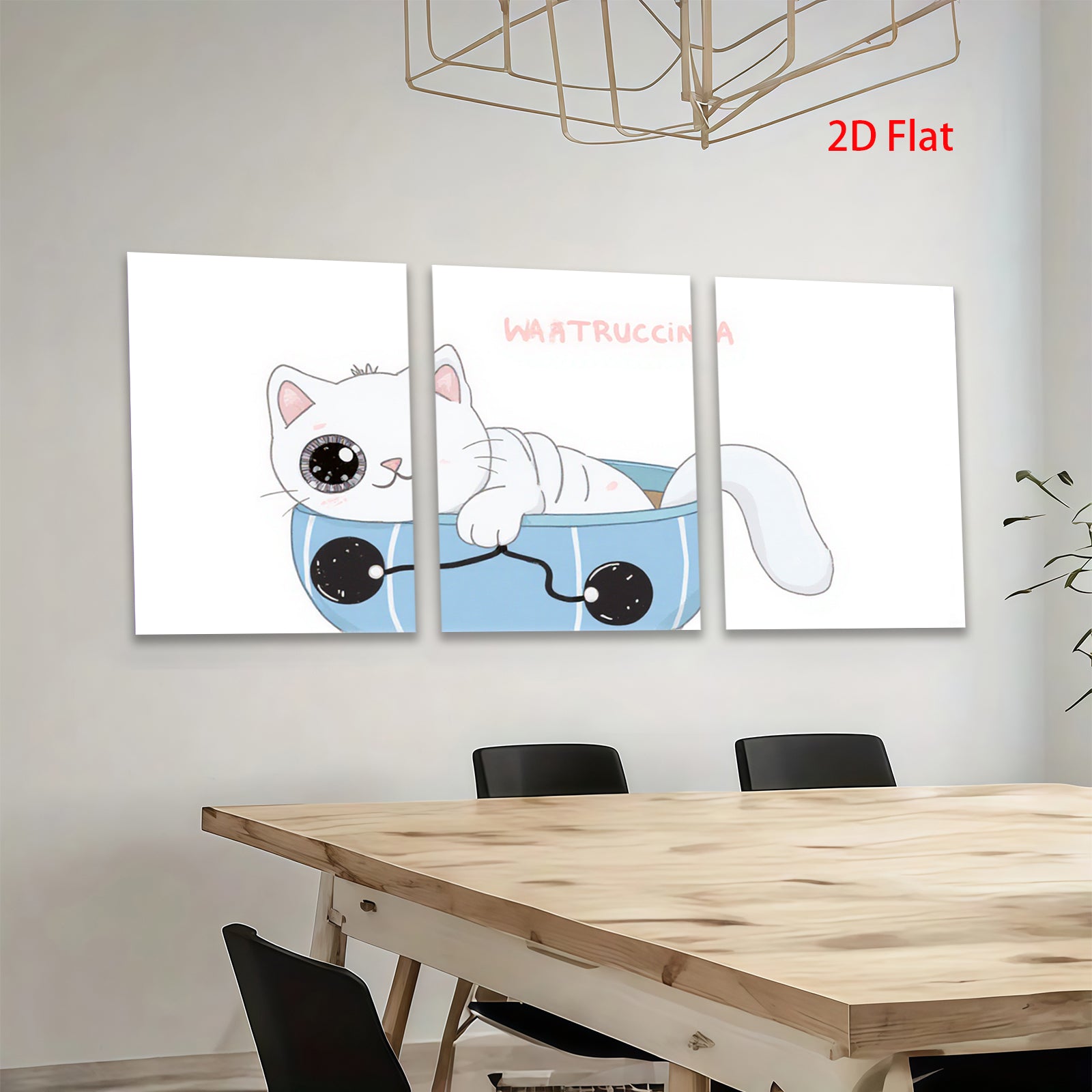 2D flat 1pc Cute kitten relaxes in blue tub bathroom wall art kids room nursery decor farmhouse style modern minimalist prints cozy vibes