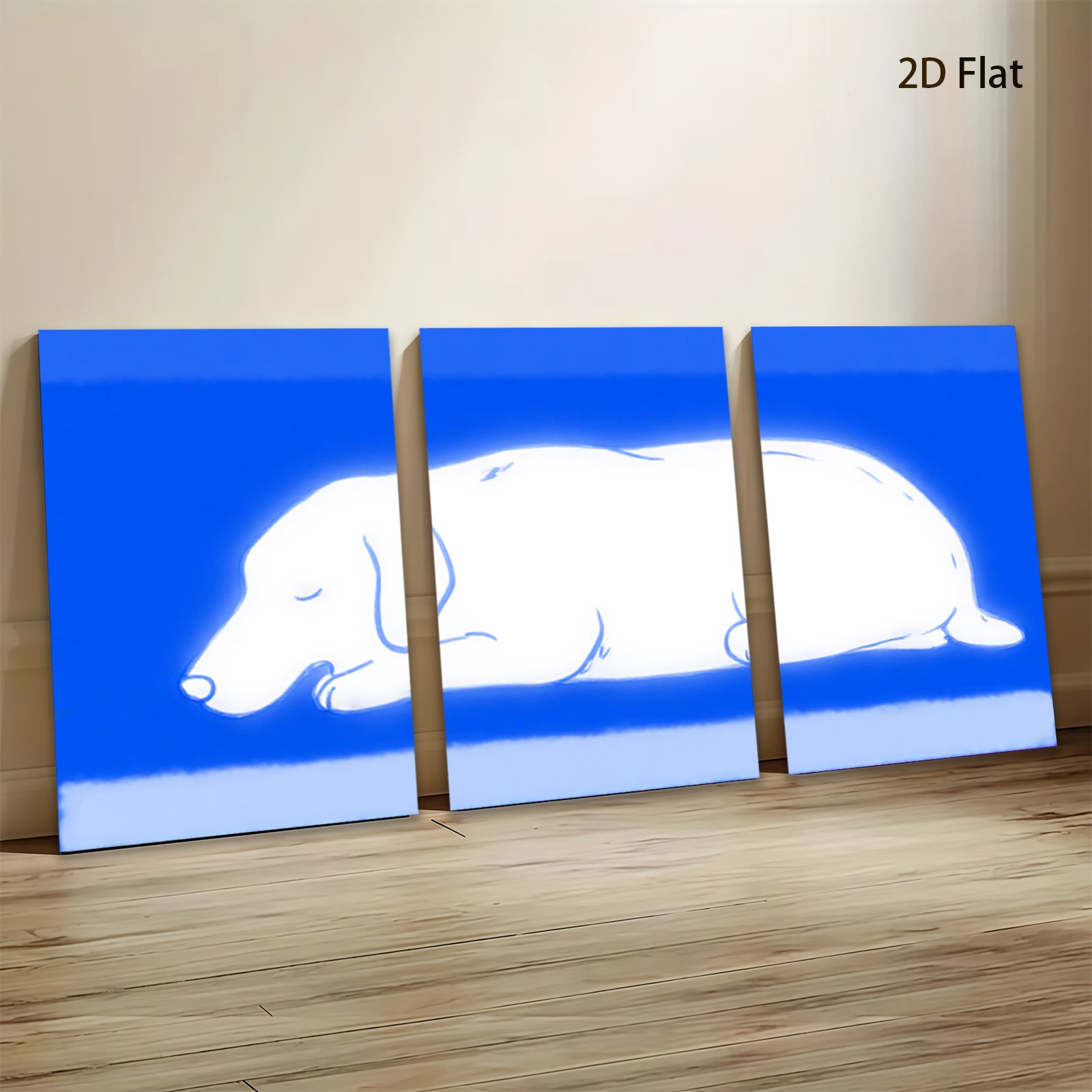 2D flat 1pc Dachshund sleeps peacefully minimalist wall art canvas prints for living room bedroom home decor farmhouse style modern aesthetic gallery wrapped