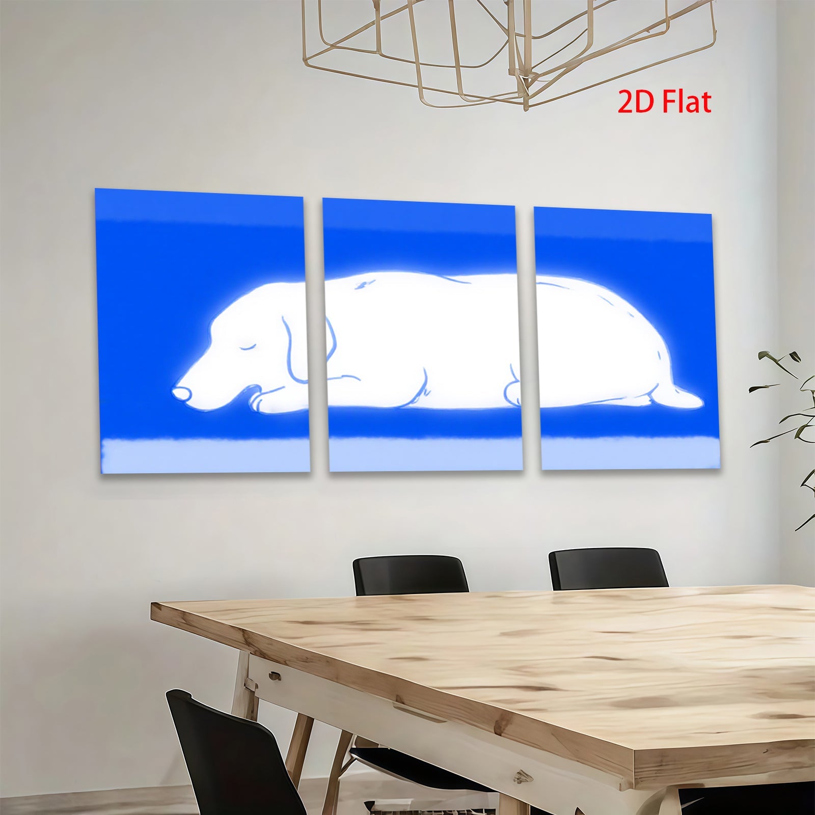 2D flat 1pc Dachshund sleeps peacefully minimalist wall art canvas prints for living room bedroom home decor farmhouse style modern aesthetic gallery wrapped