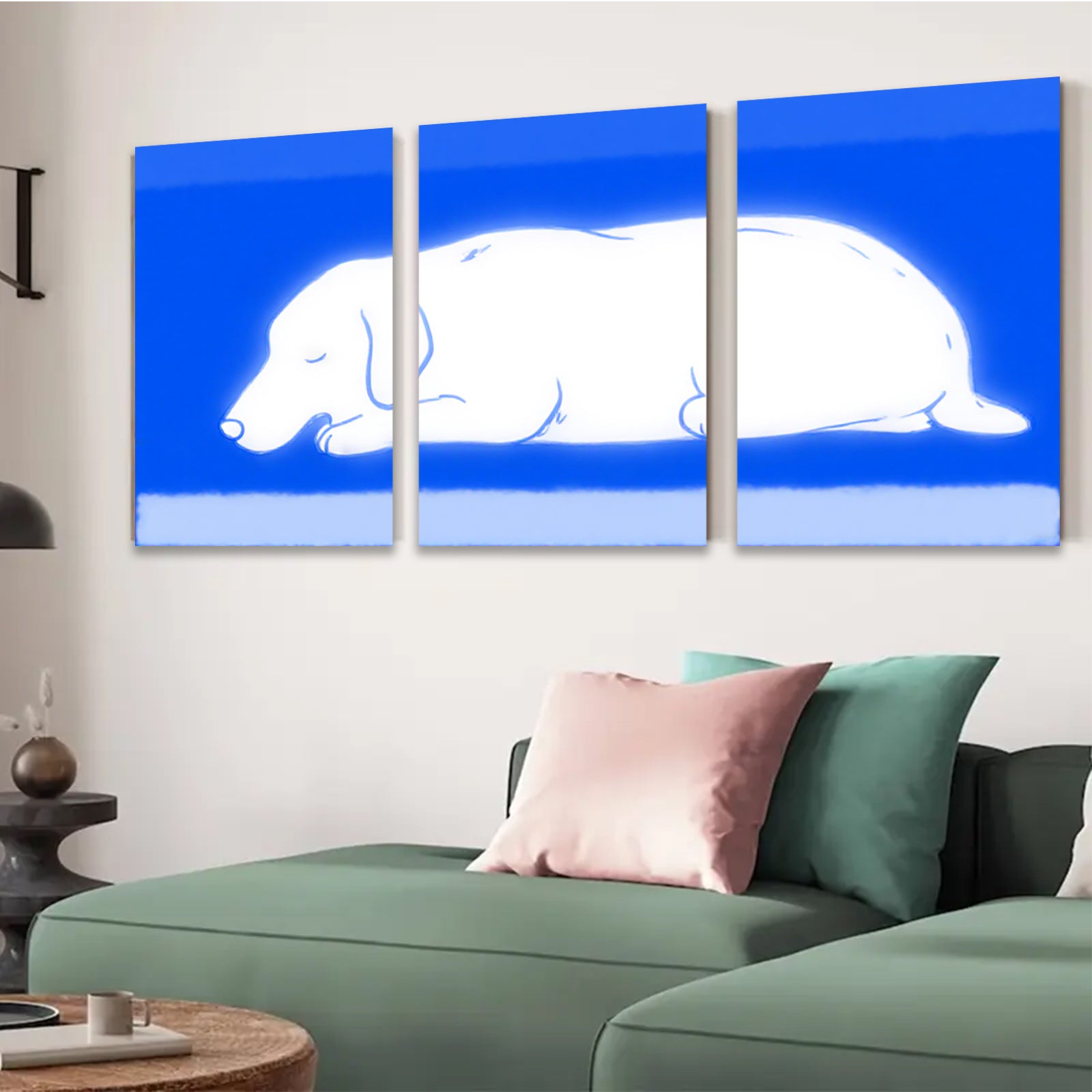 2D flat 1pc Dachshund sleeps peacefully minimalist wall art canvas prints for living room bedroom home decor farmhouse style modern aesthetic gallery wrapped