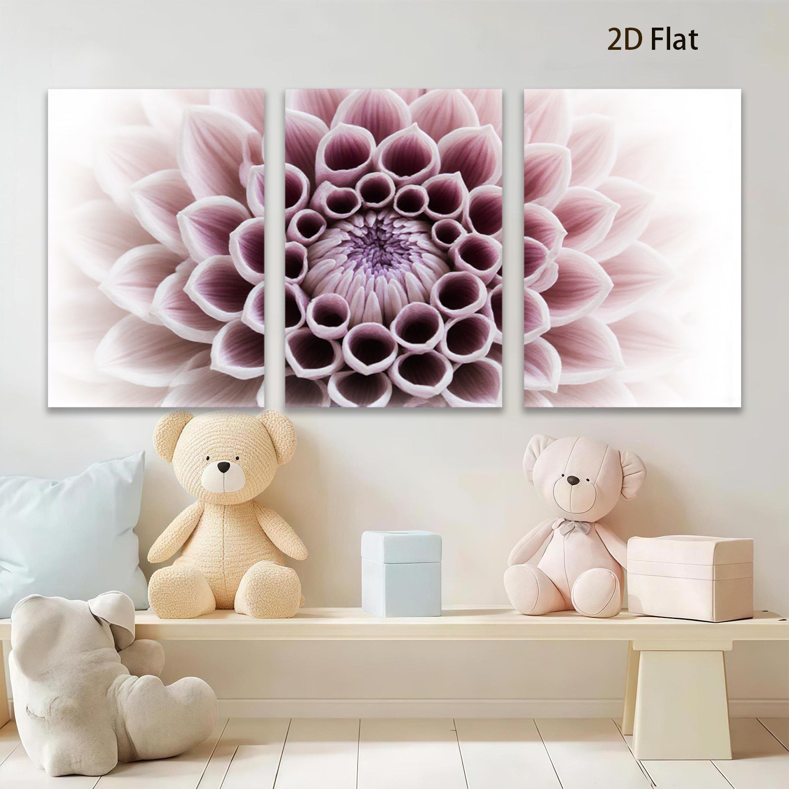 2D flat 1pc Dahlia Bloom Floral Wall Art Living Room Bedroom Home Decor Modern Farmhouse Style Canvas Prints for Bathroom Cozy Vibes Gallery Wrapped Ready to Hang
