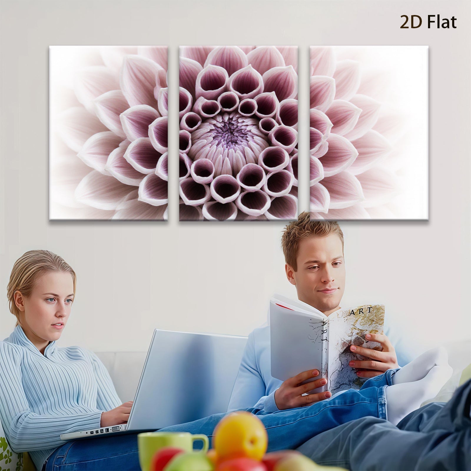 2D flat 1pc Dahlia Bloom Floral Wall Art Living Room Bedroom Home Decor Modern Farmhouse Style Canvas Prints for Bathroom Cozy Vibes Gallery Wrapped Ready to Hang