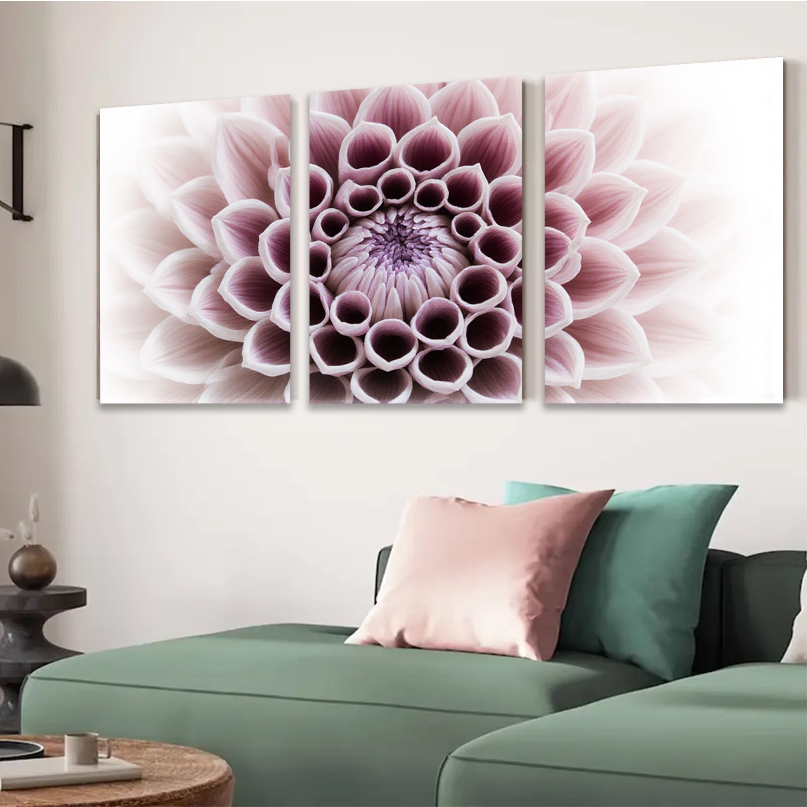 2D flat 1pc Dahlia Bloom Floral Wall Art Living Room Bedroom Home Decor Modern Farmhouse Style Canvas Prints for Bathroom Cozy Vibes Gallery Wrapped Ready to Hang