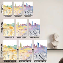 2D flat 1pc Dallas Texas Skyline Cityscape Wall Art Modern Home Decor Living Room Bedroom Office Canvas Prints Frameless Gallery Wrapped Pictures Ready to Hang Large Size Rustic Farmhouse Coastal Style
