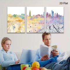 2D flat 1pc Dallas Texas Skyline Cityscape Wall Art Modern Home Decor Living Room Bedroom Office Canvas Prints Frameless Gallery Wrapped Pictures Ready to Hang Large Size Rustic Farmhouse Coastal Style
