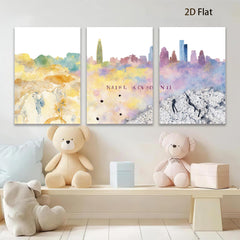 2D flat 1pc Dallas Texas Skyline Cityscape Wall Art Modern Home Decor Living Room Bedroom Office Canvas Prints Frameless Gallery Wrapped Pictures Ready to Hang Large Size Rustic Farmhouse Coastal Style