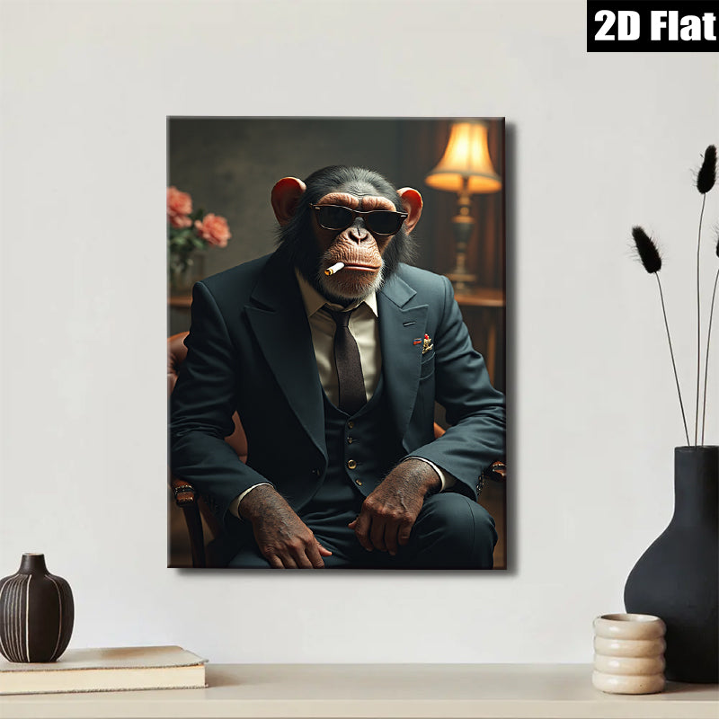 2D flat 1pc Dapper Monkey Portrait Study Living Room Bedroom Gallery Wall Art Modern Farmhouse Decor Animal Canvas Prints