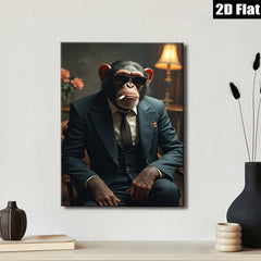 2D flat 1pc Dapper Monkey Portrait Study Living Room Bedroom Gallery Wall Art Modern Farmhouse Decor Animal Canvas Prints