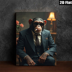 2D flat 1pc Dapper Monkey Portrait Study Living Room Bedroom Gallery Wall Art Modern Farmhouse Decor Animal Canvas Prints