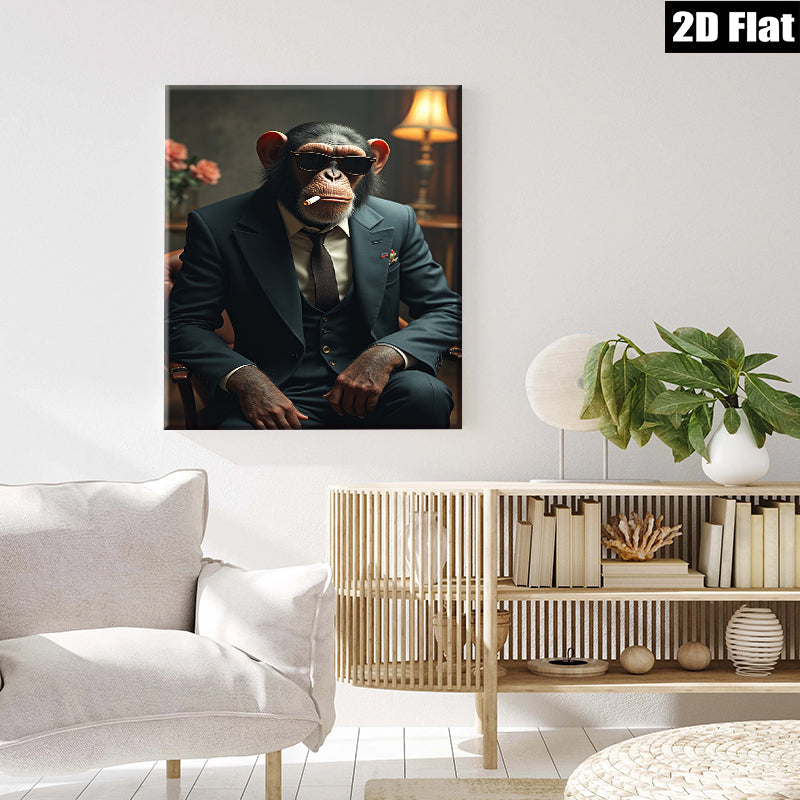 2D flat 1pc Dapper Monkey Portrait Study Living Room Bedroom Gallery Wall Art Modern Farmhouse Decor Animal Canvas Prints