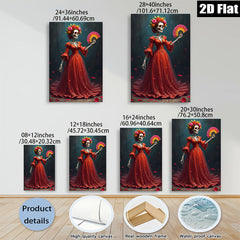 2D flat 1pc Day of Dead Floral Skeleton Lady Wall Art Living Room Bedroom Decor Gallery Wrapped Canvas Prints Modern Farmhouse Style Coastal Home D��cor