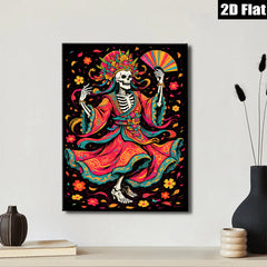 2D flat 1pc Day of Dead Skeleton Dancer Floral Art Wall Decor Living Room Bedroom Gallery Wrapped Canvas Print Modern Farmhouse Style