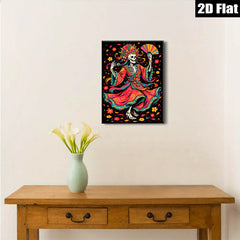2D flat 1pc Day of Dead Skeleton Dancer Floral Art Wall Decor Living Room Bedroom Gallery Wrapped Canvas Print Modern Farmhouse Style