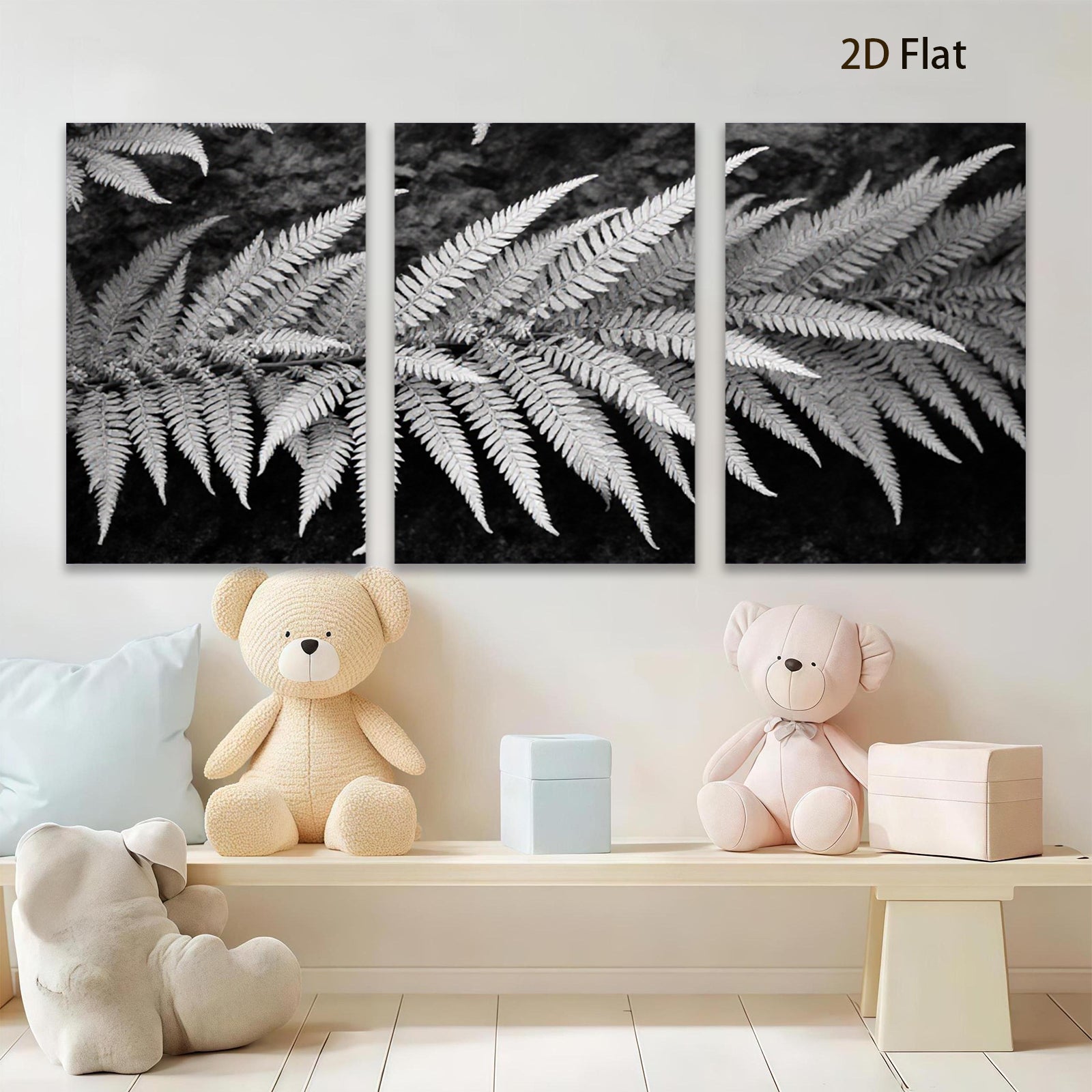 2D flat 1pc Delicate Fern Fronds Botanical Wall Art Living Room Bedroom Decor Gallery Wrapped Canvas Prints Modern Farmhouse Aesthetic Nature Inspired Cozy Home Refresh