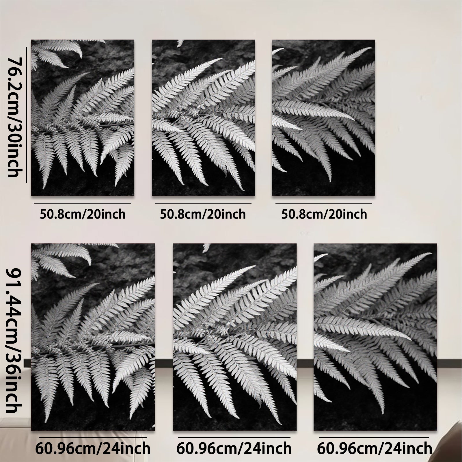2D flat 1pc Delicate Fern Fronds Botanical Wall Art Living Room Bedroom Decor Gallery Wrapped Canvas Prints Modern Farmhouse Aesthetic Nature Inspired Cozy Home Refresh