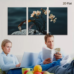 2D flat 1pc Delicate Floral Bloom on Stone Rustic Farmhouse Wall Art for Living Room Bedroom Gallery Wrapped Canvas Prints Modern Minimalist Artwork