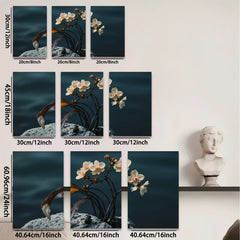 2D flat 1pc Delicate Floral Bloom on Stone Rustic Farmhouse Wall Art for Living Room Bedroom Gallery Wrapped Canvas Prints Modern Minimalist Artwork