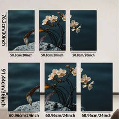 2D flat 1pc Delicate Floral Bloom on Stone Rustic Farmhouse Wall Art for Living Room Bedroom Gallery Wrapped Canvas Prints Modern Minimalist Artwork