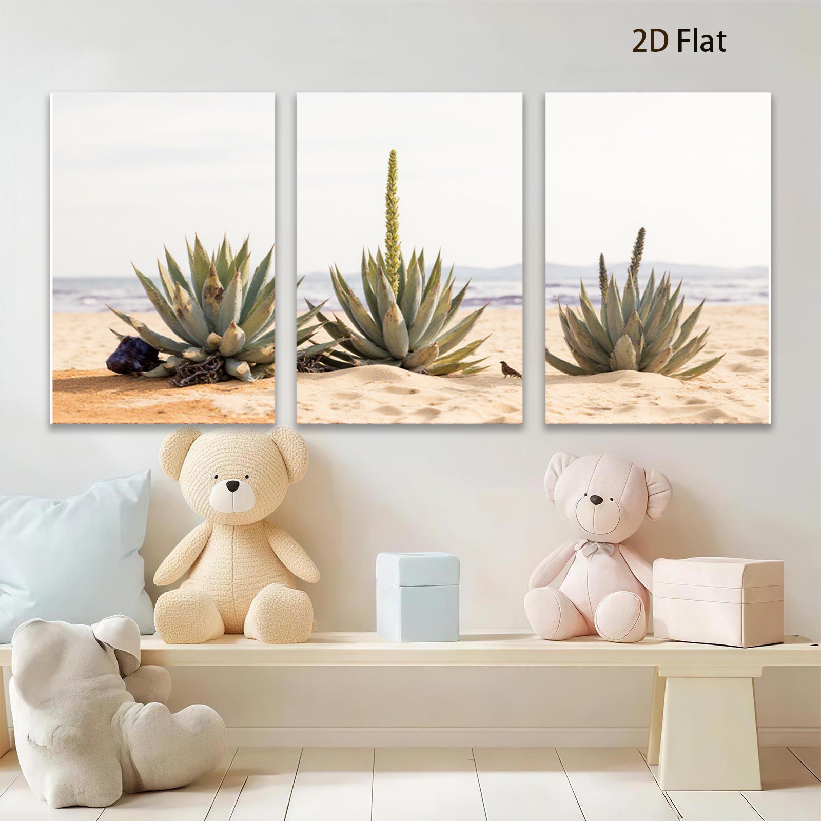 2D flat 1pc Desert Bloom Agave Plants Coastal Landscape Wall Art Living Room Bedroom Decor Farmhouse Style Rustic Gallery Wrapped Canvas Prints Modern Home D��cor