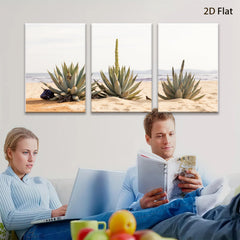 2D flat 1pc Desert Bloom Agave Plants Coastal Landscape Wall Art Living Room Bedroom Decor Farmhouse Style Rustic Gallery Wrapped Canvas Prints Modern Home D��cor