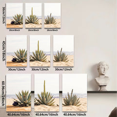 2D flat 1pc Desert Bloom Agave Plants Coastal Landscape Wall Art Living Room Bedroom Decor Farmhouse Style Rustic Gallery Wrapped Canvas Prints Modern Home D��cor