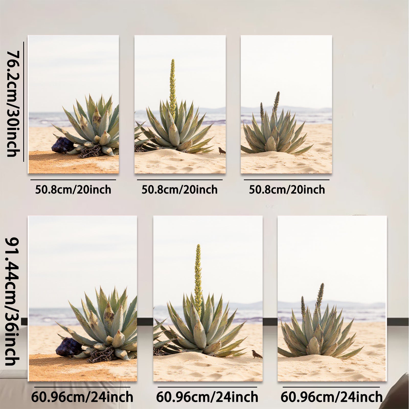 2D flat 1pc Desert Bloom Agave Plants Coastal Landscape Wall Art Living Room Bedroom Decor Farmhouse Style Rustic Gallery Wrapped Canvas Prints Modern Home D��cor