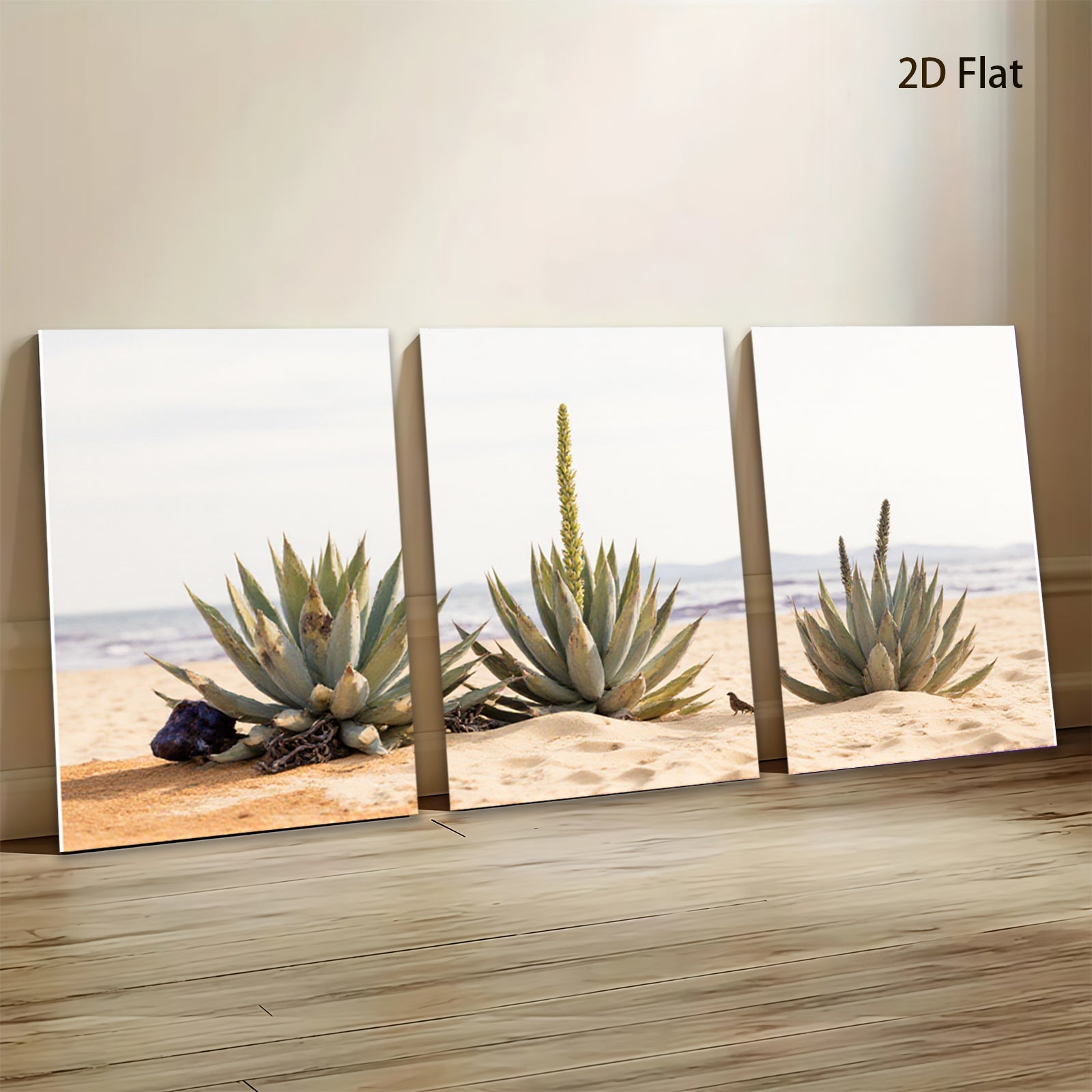 2D flat 1pc Desert Bloom Agave Plants Coastal Landscape Wall Art Living Room Bedroom Decor Farmhouse Style Rustic Gallery Wrapped Canvas Prints Modern Home D��cor