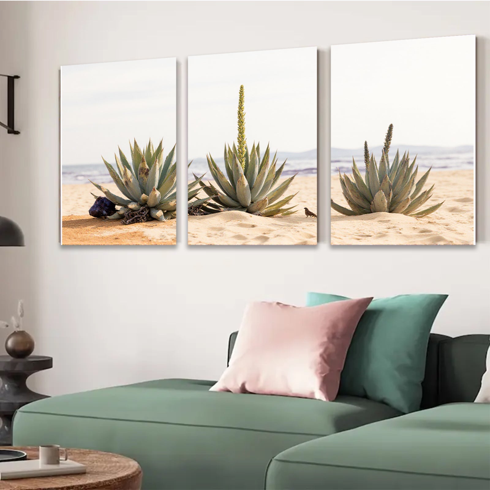 2D flat 1pc Desert Bloom Agave Plants Coastal Landscape Wall Art Living Room Bedroom Decor Farmhouse Style Rustic Gallery Wrapped Canvas Prints Modern Home D��cor