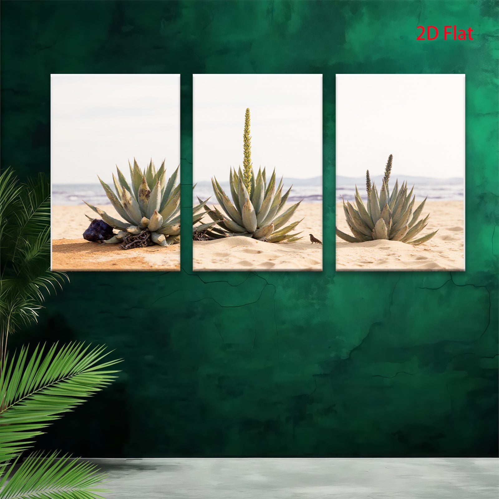 2D flat 1pc Desert Bloom Agave Plants Coastal Landscape Wall Art Living Room Bedroom Decor Farmhouse Style Rustic Gallery Wrapped Canvas Prints Modern Home D��cor
