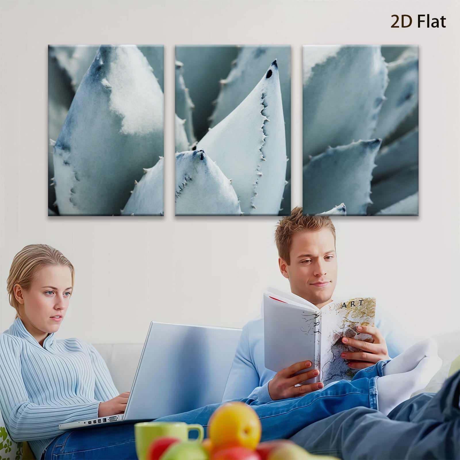2D flat 1pc Desert Bloom Succulent Art Modern Farmhouse Wall Decor Living Room Bedroom Botanical Prints Canvas Art Coastal Gallery Wrapped Ready to Hang