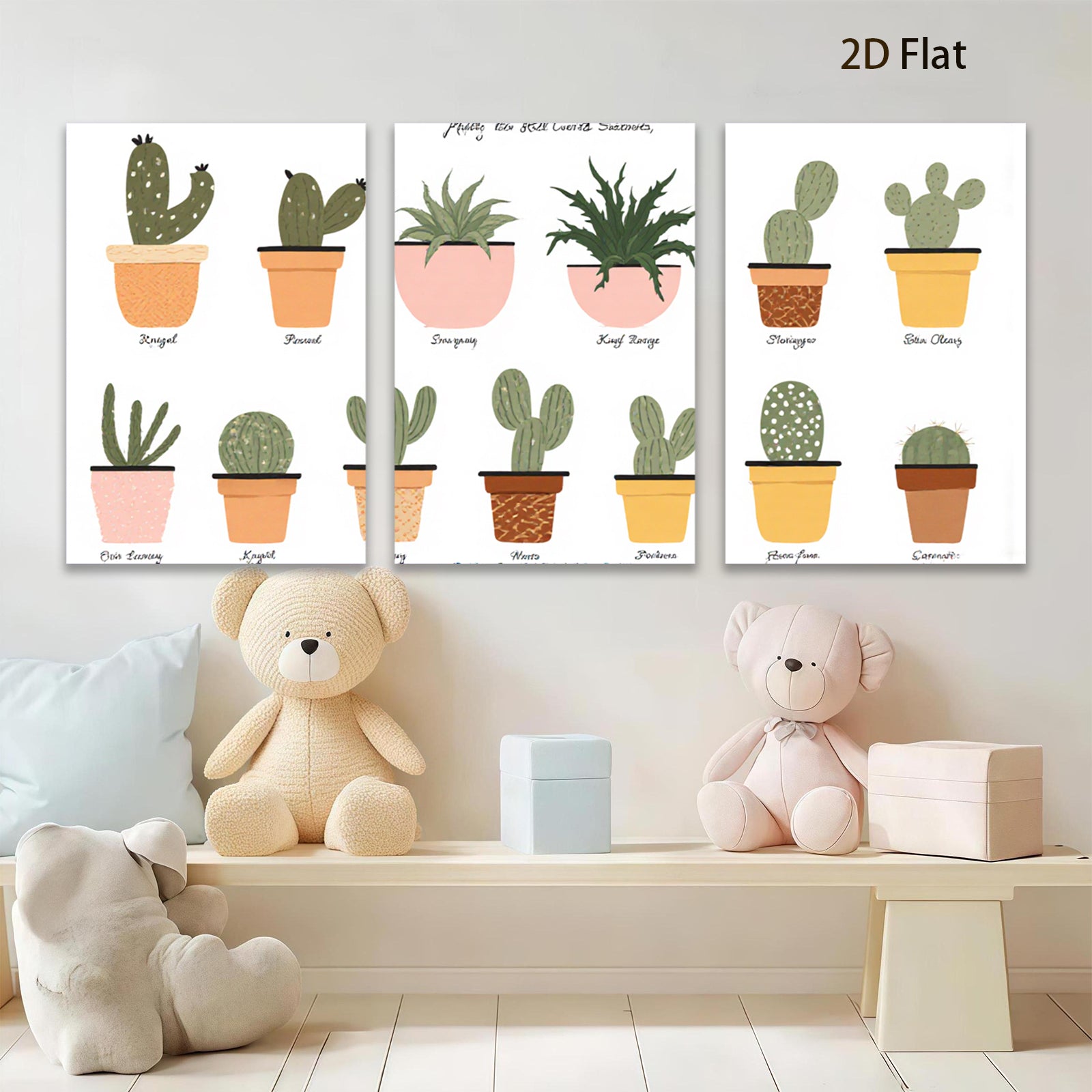 2D flat 1pc Desert Cactus Botanical Wall Art Prints Modern Farmhouse Decor Living Room Bedroom Gallery Wrapped Canvas Home Office Decor Gift Idea