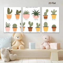 2D flat 1pc Desert Cactus Botanical Wall Art Prints Modern Farmhouse Decor Living Room Bedroom Gallery Wrapped Canvas Home Office Decor Gift Idea