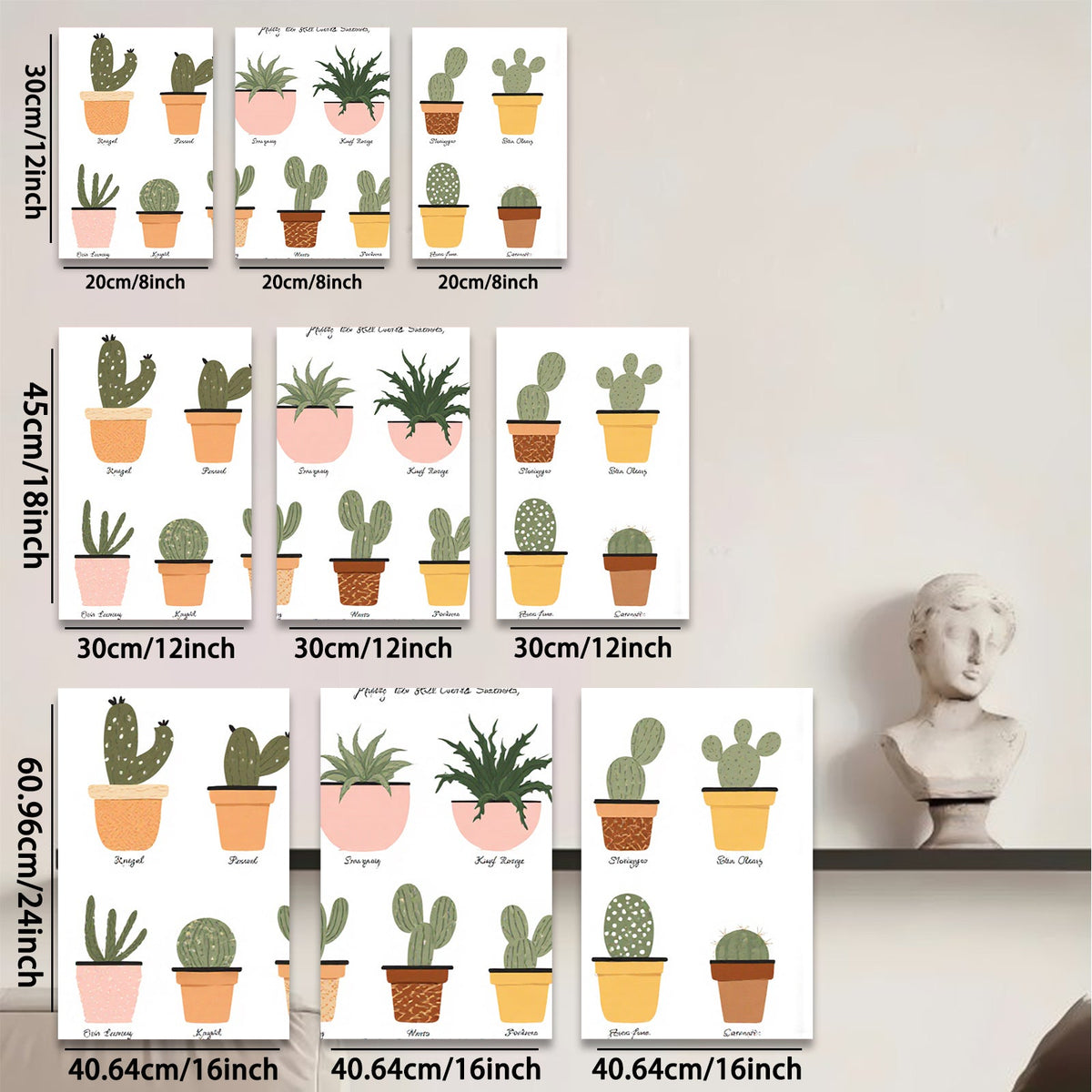 2D flat 1pc Desert Cactus Botanical Wall Art Prints Modern Farmhouse Decor Living Room Bedroom Gallery Wrapped Canvas Home Office Decor Gift Idea