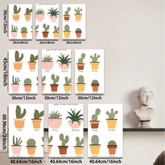 2D flat 1pc Desert Cactus Botanical Wall Art Prints Modern Farmhouse Decor Living Room Bedroom Gallery Wrapped Canvas Home Office Decor Gift Idea