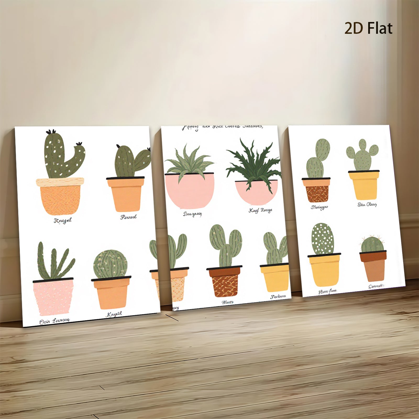 2D flat 1pc Desert Cactus Botanical Wall Art Prints Modern Farmhouse Decor Living Room Bedroom Gallery Wrapped Canvas Home Office Decor Gift Idea