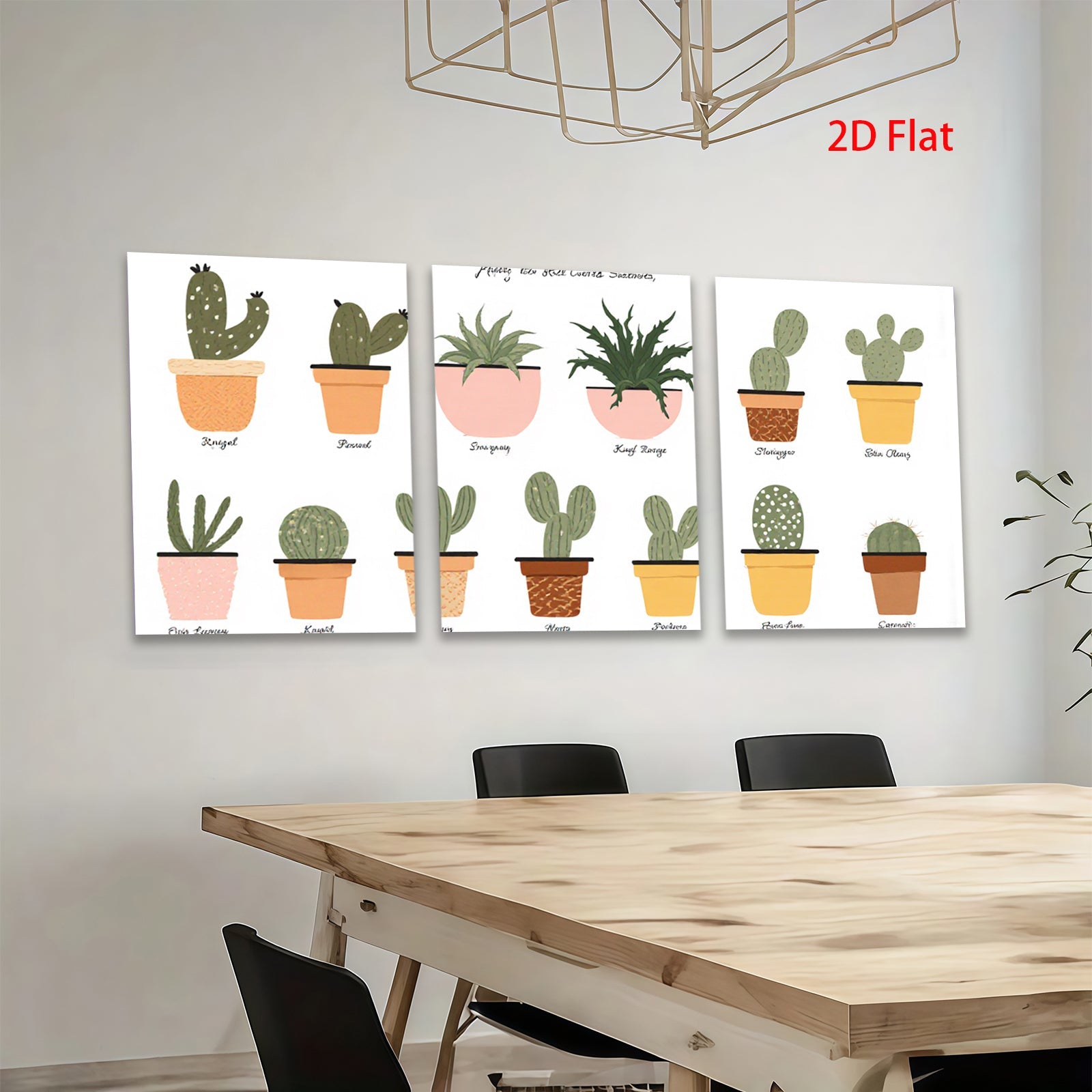 2D flat 1pc Desert Cactus Botanical Wall Art Prints Modern Farmhouse Decor Living Room Bedroom Gallery Wrapped Canvas Home Office Decor Gift Idea