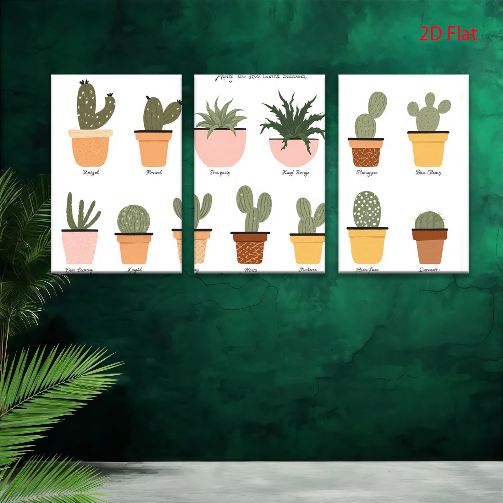 2D flat 1pc Desert Cactus Botanical Wall Art Prints Modern Farmhouse Decor Living Room Bedroom Gallery Wrapped Canvas Home Office Decor Gift Idea