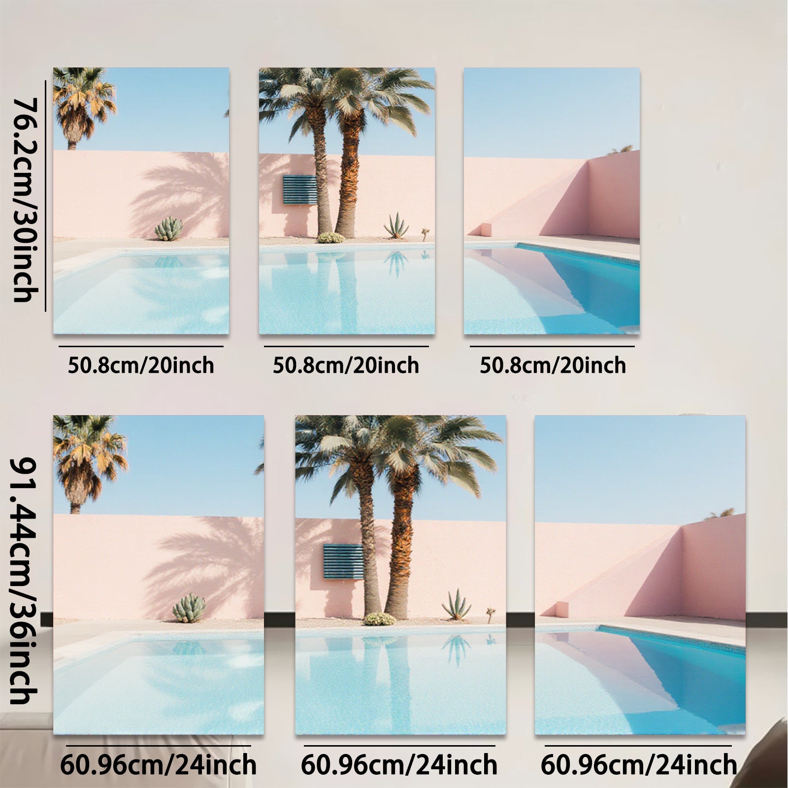 2D flat 1pc Desert Oasis Poolside Palm Tree View Living Room Bedroom Gallery Wall Art Modern Farmhouse Decor Coastal Aesthetic
