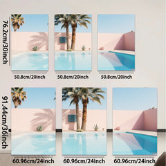 2D flat 1pc Desert Oasis Poolside Palm Tree View Living Room Bedroom Gallery Wall Art Modern Farmhouse Decor Coastal Aesthetic