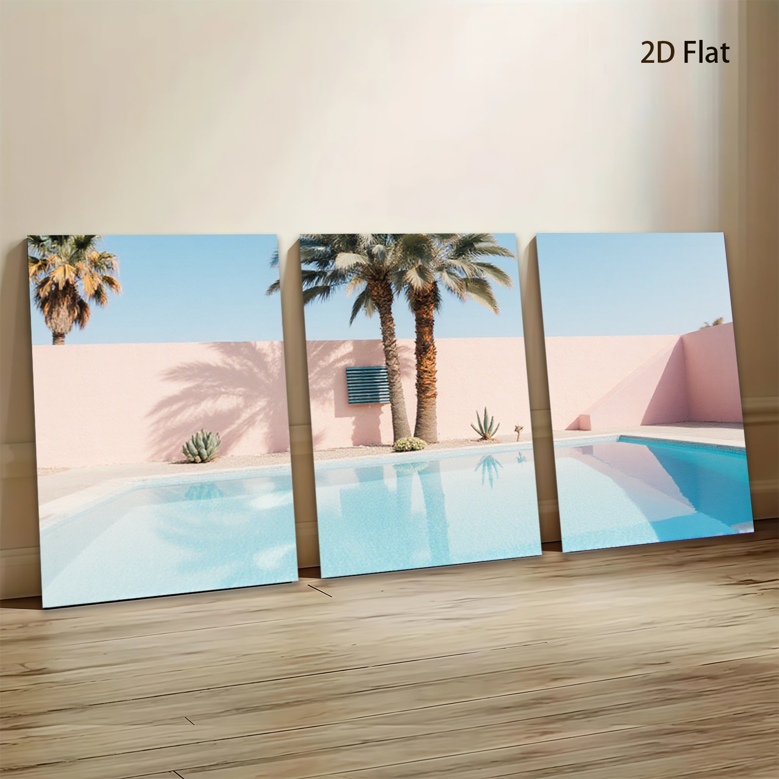 2D flat 1pc Desert Oasis Poolside Palm Tree View Living Room Bedroom Gallery Wall Art Modern Farmhouse Decor Coastal Aesthetic